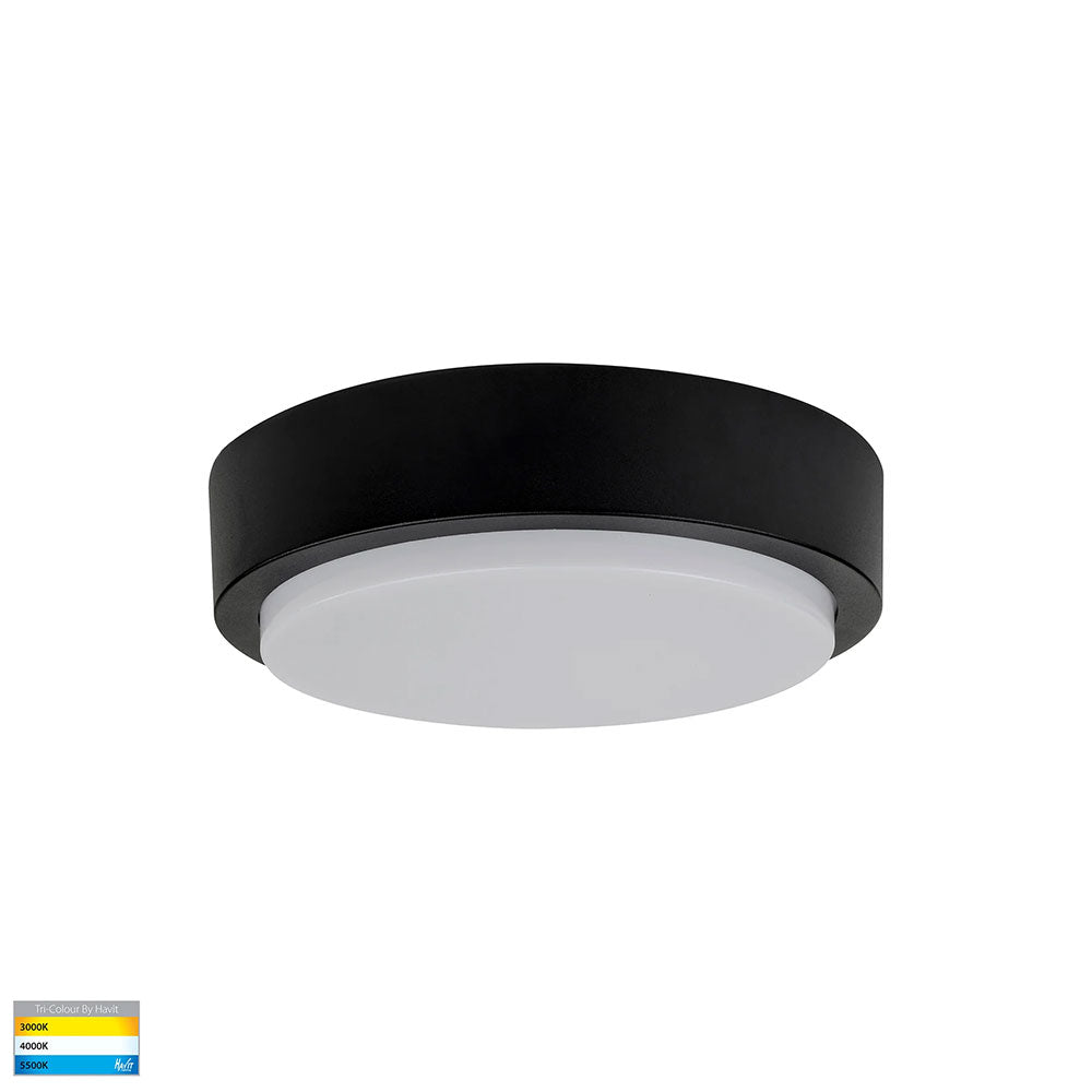 Liptor 20W CCT 240V LED 280mm Round Oyster Light Black - HV36052T-BLK