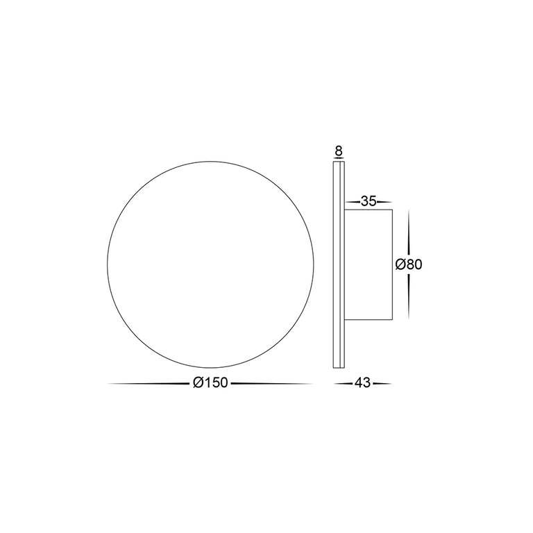 Halo 7W CCT 12V DC LED 150mm Round Wall Light White - HV3591T-WHT-12V