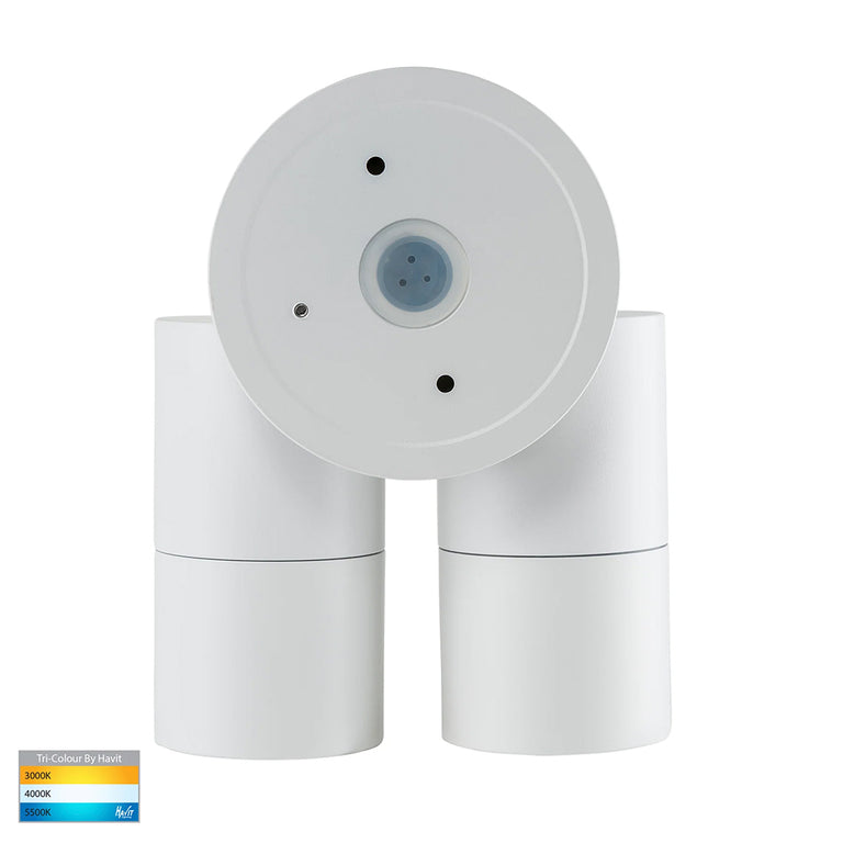Tivah 2 x 9in1 CCT 240V GU10 LED Double Adjustable Wall Light Matt White - HV1335T