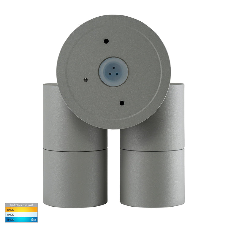 Tivah 2 x 9in1 CCT 240V GU10 LED Double Adjustable Wall Light Silver - HV1345T
