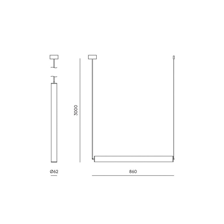Tube LED Pendant Matt Black - ARO.C1296/NEG