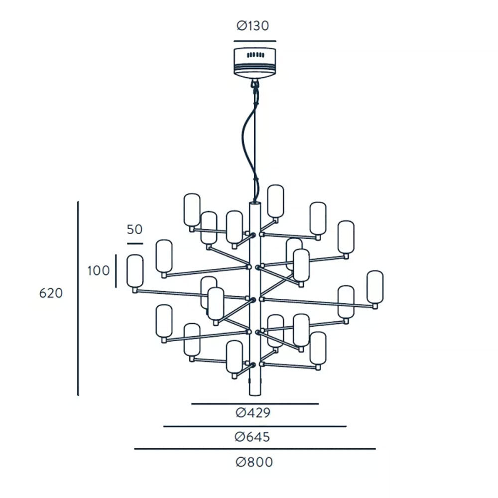 Gand LED 20 Light Pendant Matt Black / Opal - ARO.C1271/NEG/OPAL