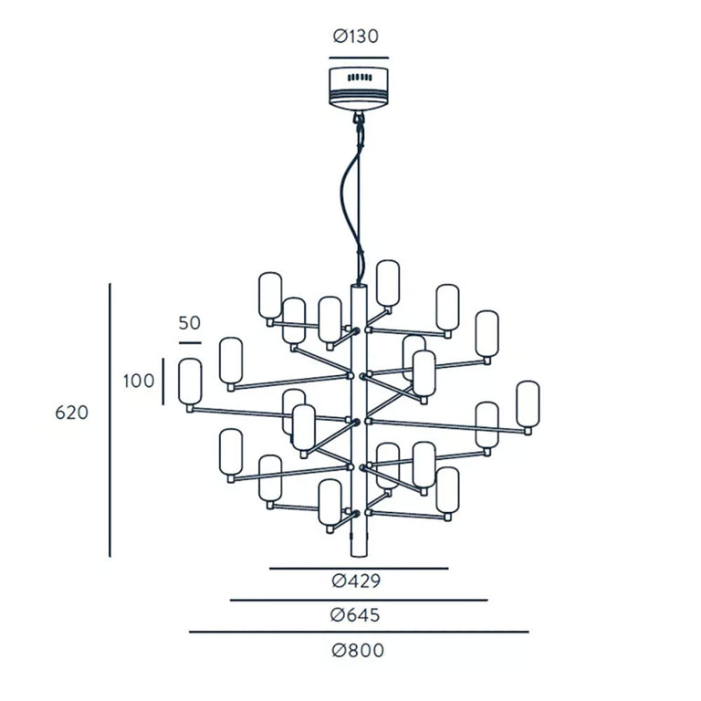 Gand LED 20 Light Pendant Matt Black / Opal - ARO.C1271/NEG/OPAL