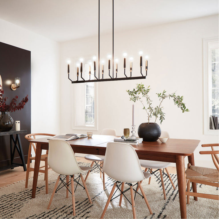 Armand 12 Light Linear Chandelier Black