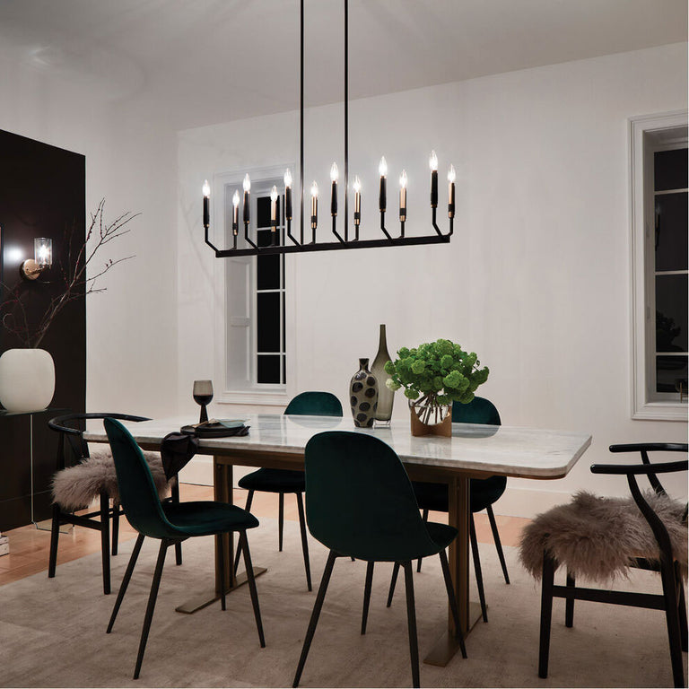 Armand 12 Light Linear Chandelier Black