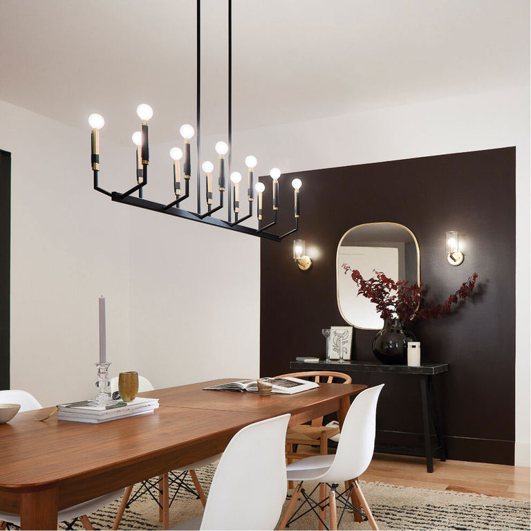 Armand 12 Light Linear Chandelier Black