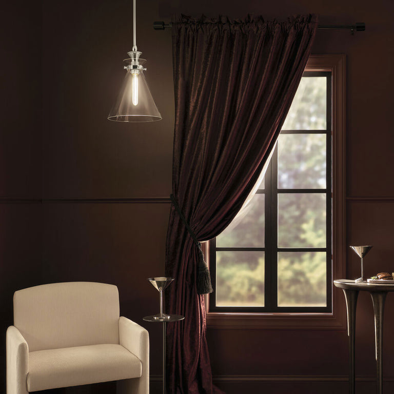Laria Cone Small Pendant Polished Nickel / Clear