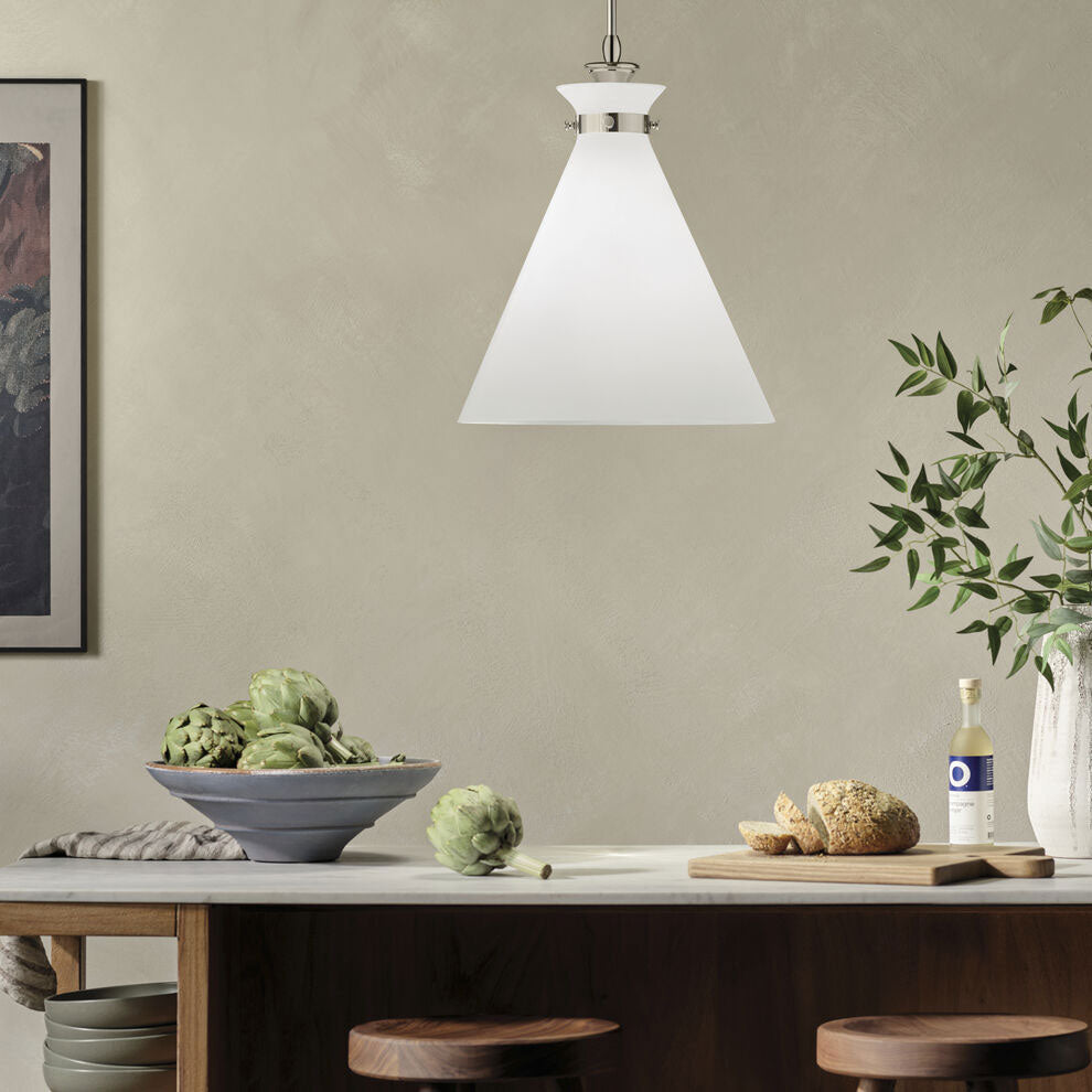 Laria Cone Large Pendant Polished Nickel / Opal