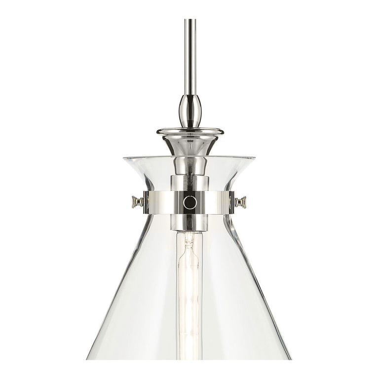 Laria Cone Large Pendant Polished Nickel / Clear