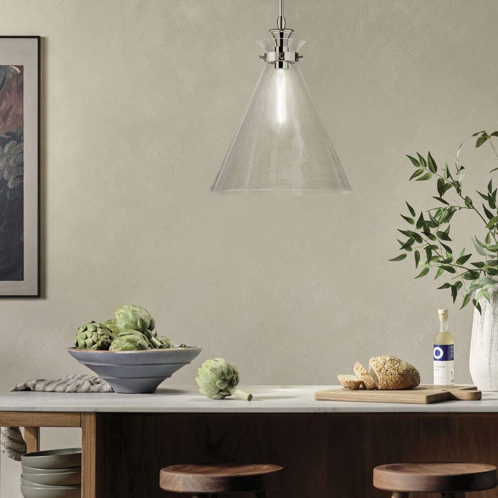 Laria Cone Large Pendant Polished Nickel / Clear