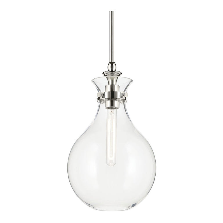Laria Pear Small Pendant Polished Nickel / Clear
