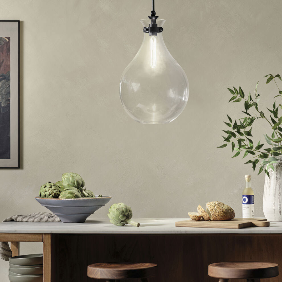 Laria Pear Large Pendant Black / Clear