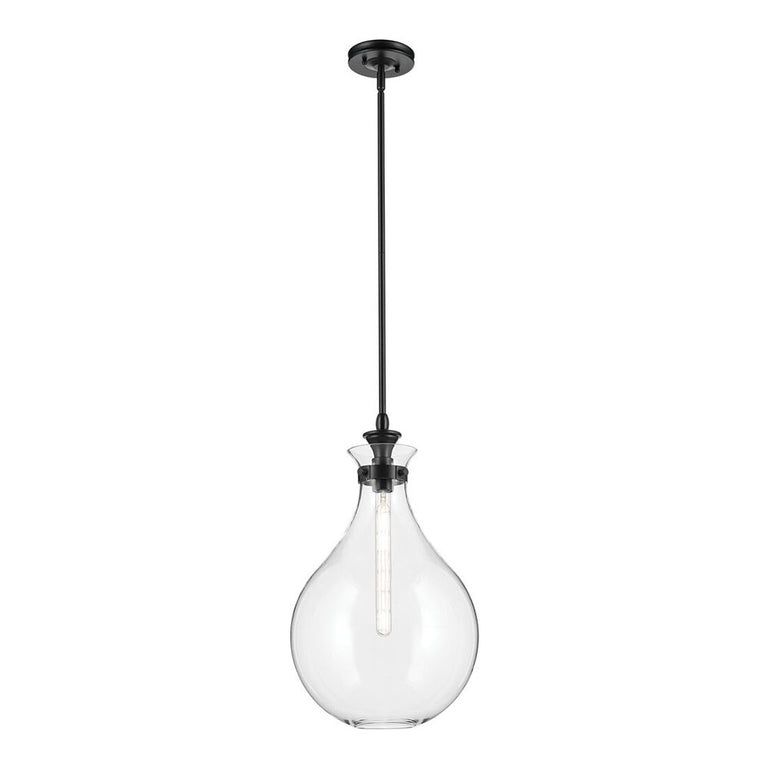 Laria Pear Large Pendant Black / Clear