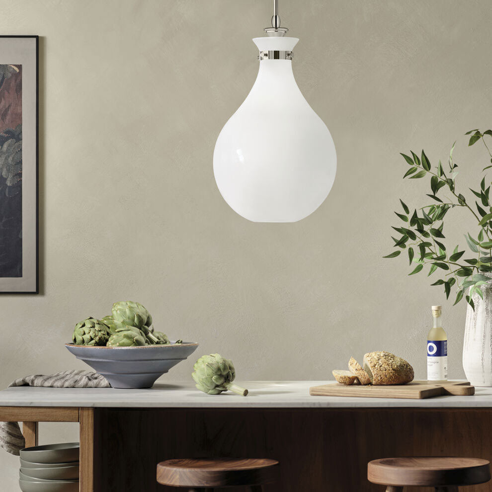Laria Pear Large Pendant Polished Nickel / Opal