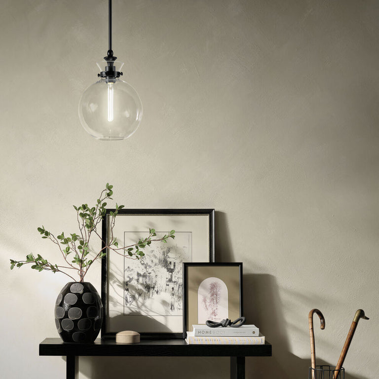 Laria Round Small Pendant Black / Clear