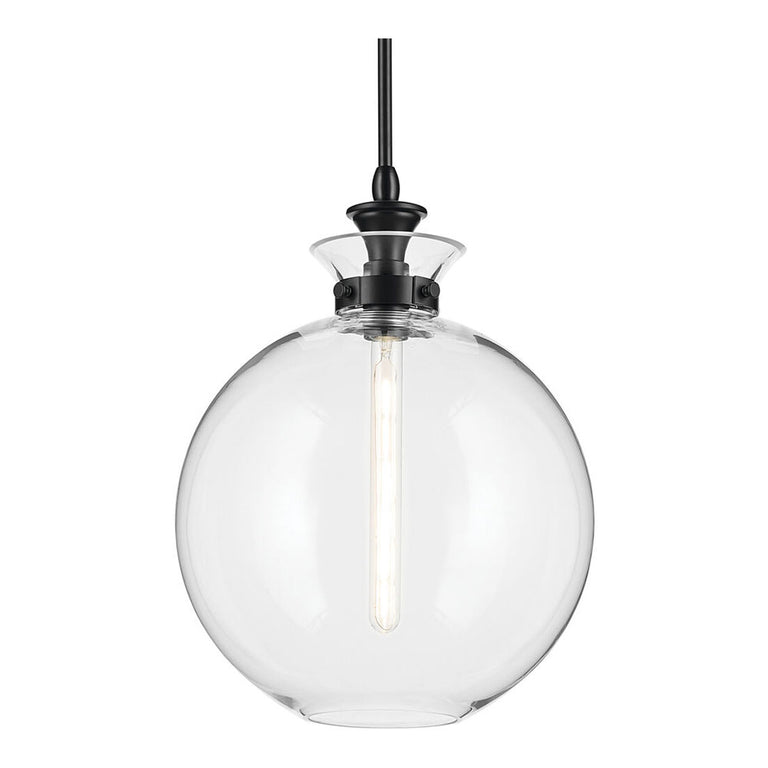 Laria Round Large Pendant Black / Clear