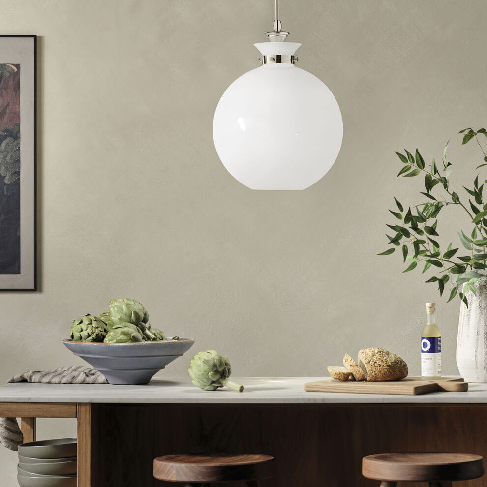 Laria Round Large Pendant Polished Nikel / Opal