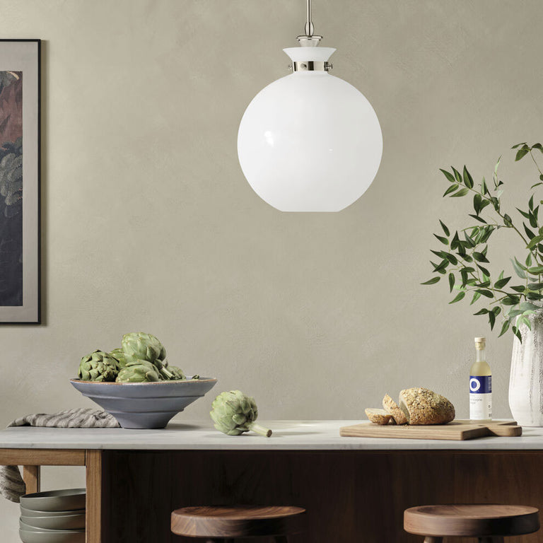 Laria Round Large Pendant Polished Nikel / Opal