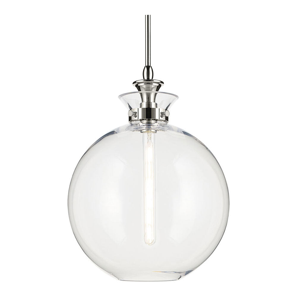 Laria Round Large Pendant Polished Nikel / Clear