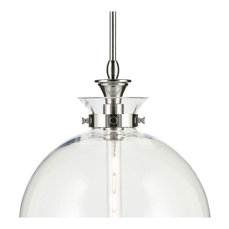 Laria Round Large Pendant Polished Nikel / Clear