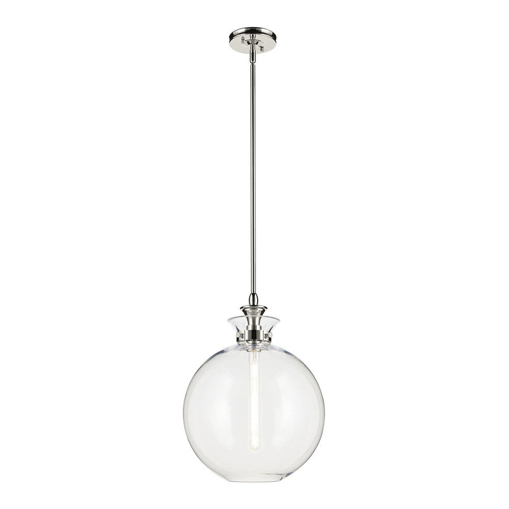 Laria Round Large Pendant Polished Nikel / Clear