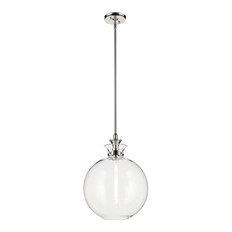 Laria Round Large Pendant Polished Nikel / Clear