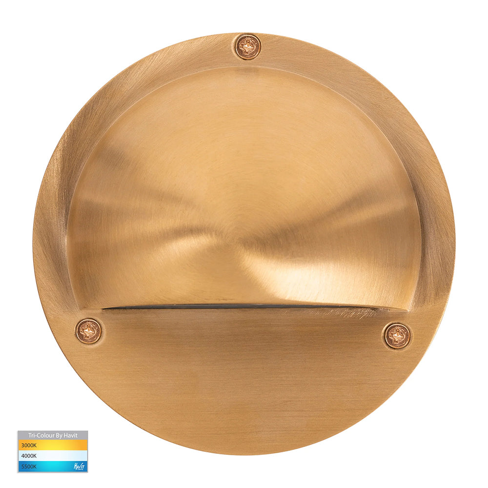 Pinta 2.3W CCT 12V DC LED Eyelid Step Light Solid Brass - HV2904T-BR
