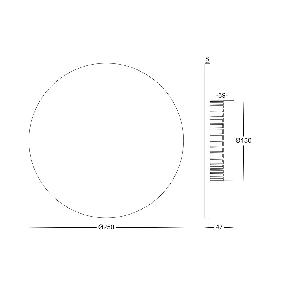 Halo 18W CCT 240V LED 250mm Round Wall Light Black - HV3593T-BLK
