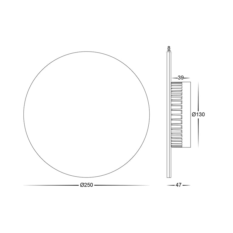 Halo 18W CCT 240V LED 250mm Round Wall Light Black - HV3593T-BLK