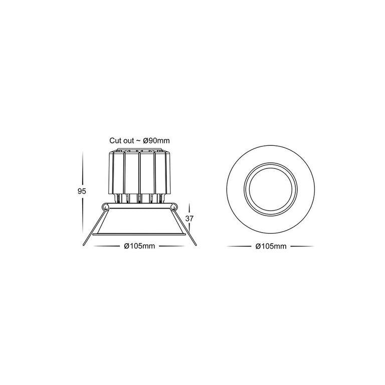 Prime 12W CCT 240V LED 105mm Deep Fixed Downlight White - HV5514T-WHT