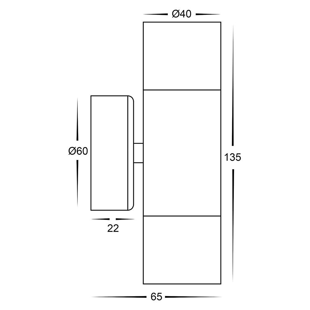 Mini Tivah 4 x 3W 12V DC LED Up / Down Wall Light 316 Stainless Steel - HV1007MR11NW