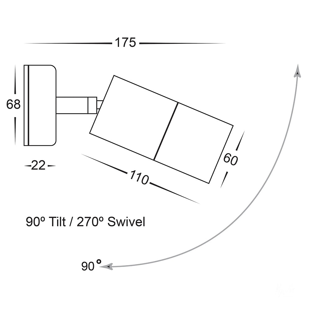 Tivah 5W CCT 12V DC MR16 LED Adjustable Wall Light 316 Stainless Steel - HV1207MR16T