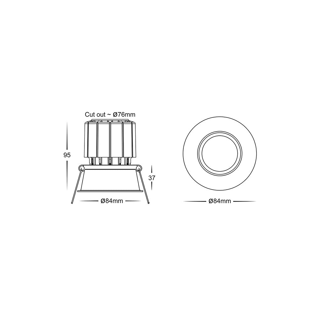 Prime 12W CCT 240V Deepset LED Downlight 84mm Black - HV5513T-BLK