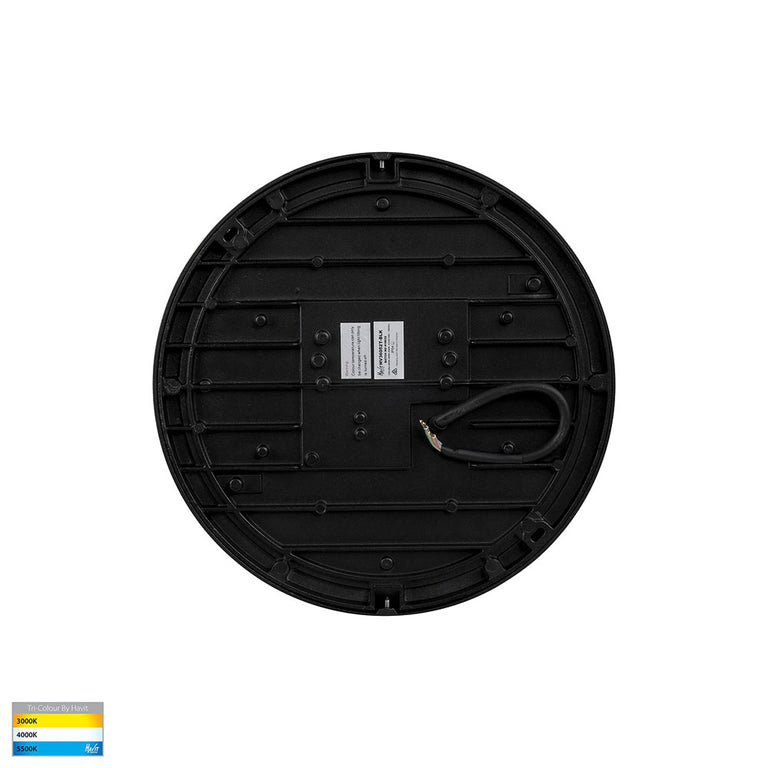 Liptor 20W CCT 240V LED 280mm Round Oyster Light Black - HV36052T-BLK
