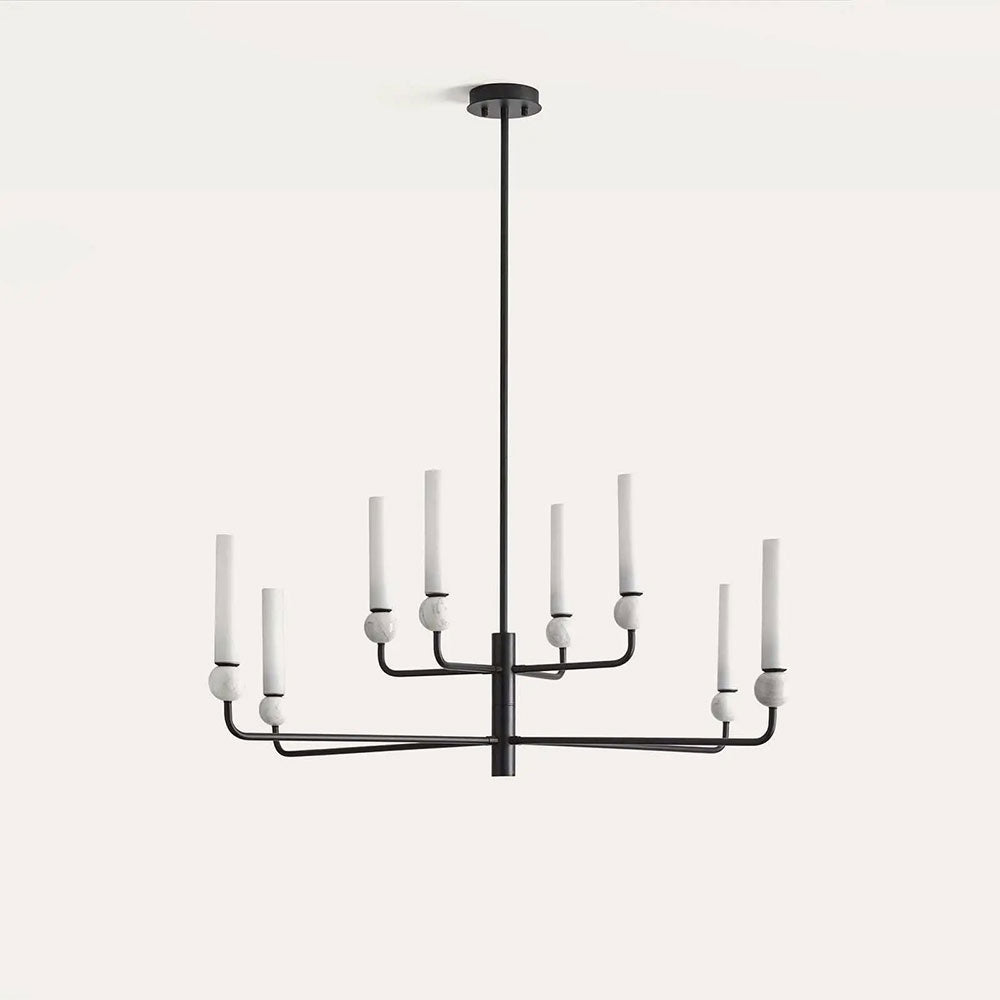 Delie 8 Light LED Pendant Matt Black / White - ARO.C1224/8/NEG