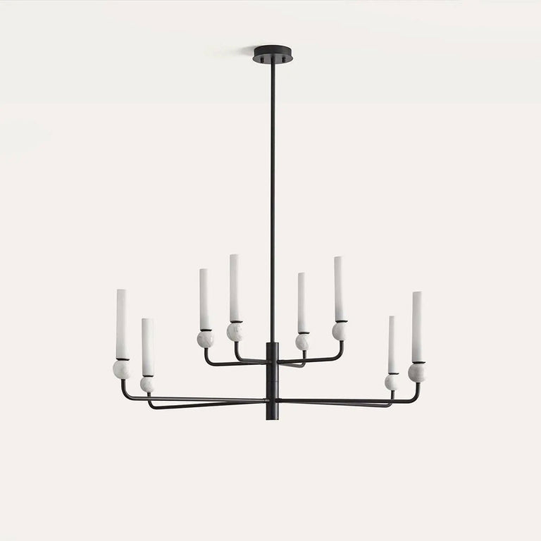 Delie 8 Light LED Pendant Matt Black / White - ARO.C1224/8/NEG