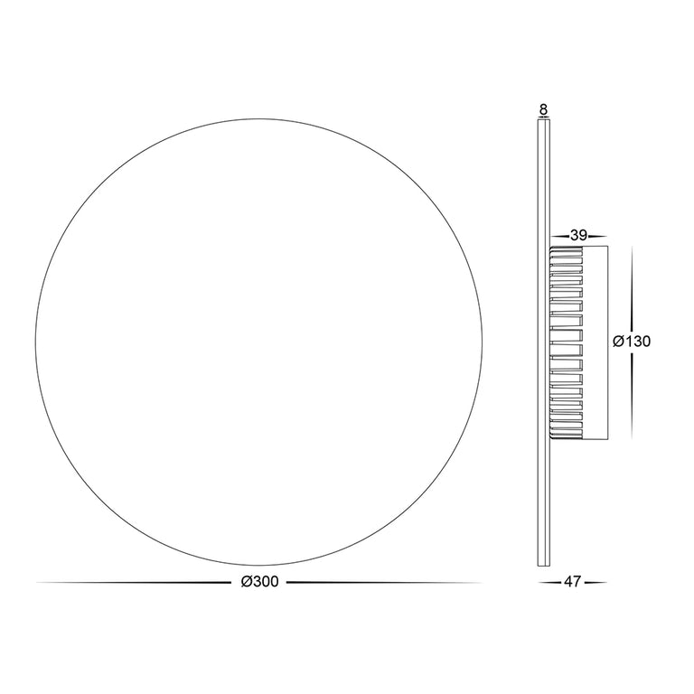 Halo 24W CCT 12V DC LED 300mm Round  Wall Light Black - HV3594T-BLK-12V