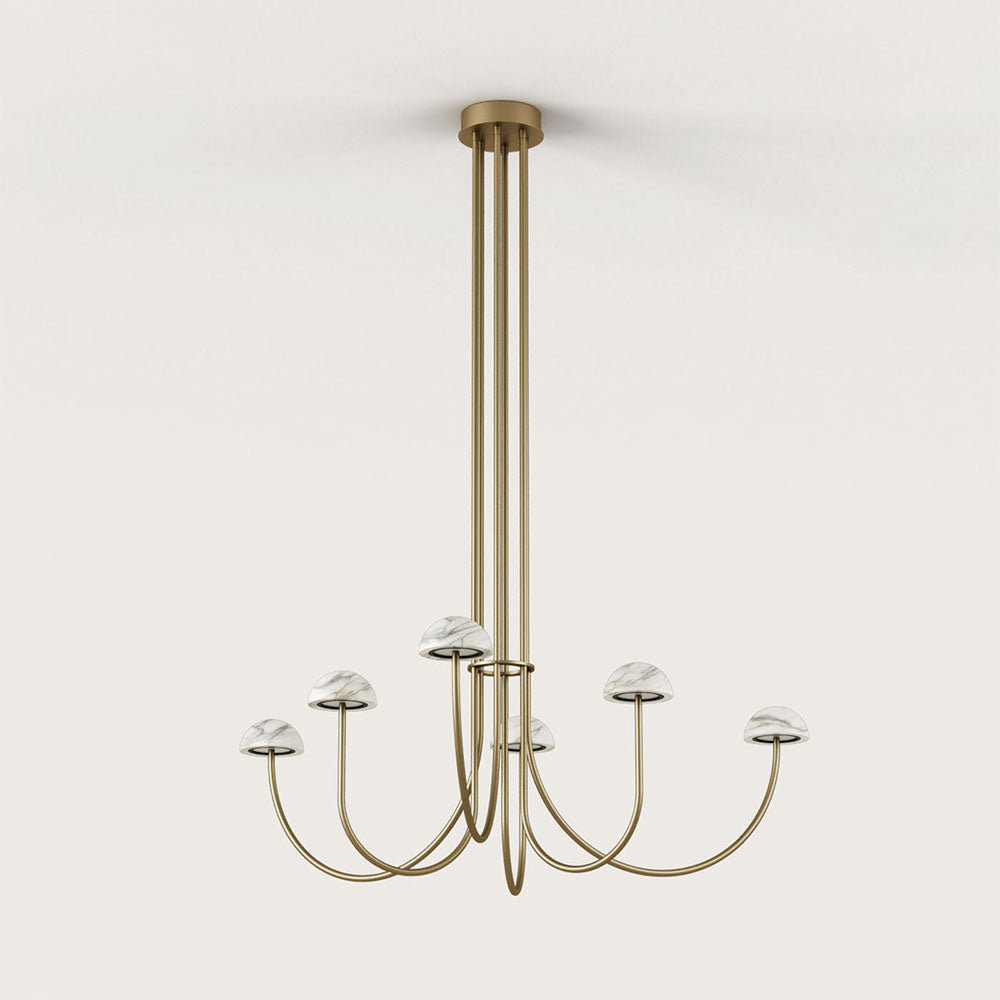Dussa 6 Light LED Chandelier Brass / White - ARO.C1307/6/ORO-BCO
