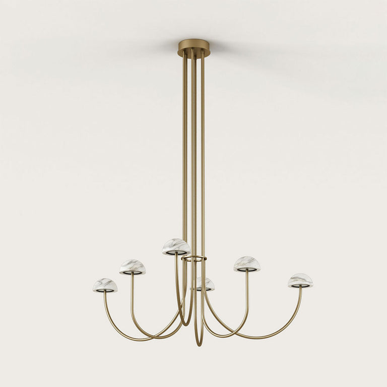 Dussa 6 Light LED Chandelier Brass / White - ARO.C1307/6/ORO-BCO