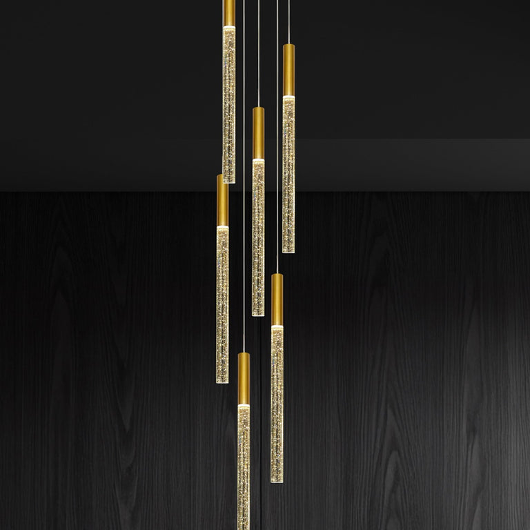 Raindrop 6 Light LED Pendant Gold
