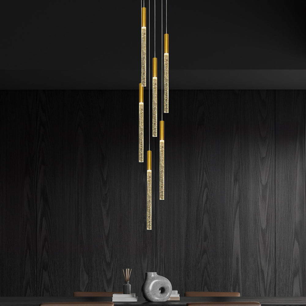 Raindrop 6 Light LED Pendant Gold