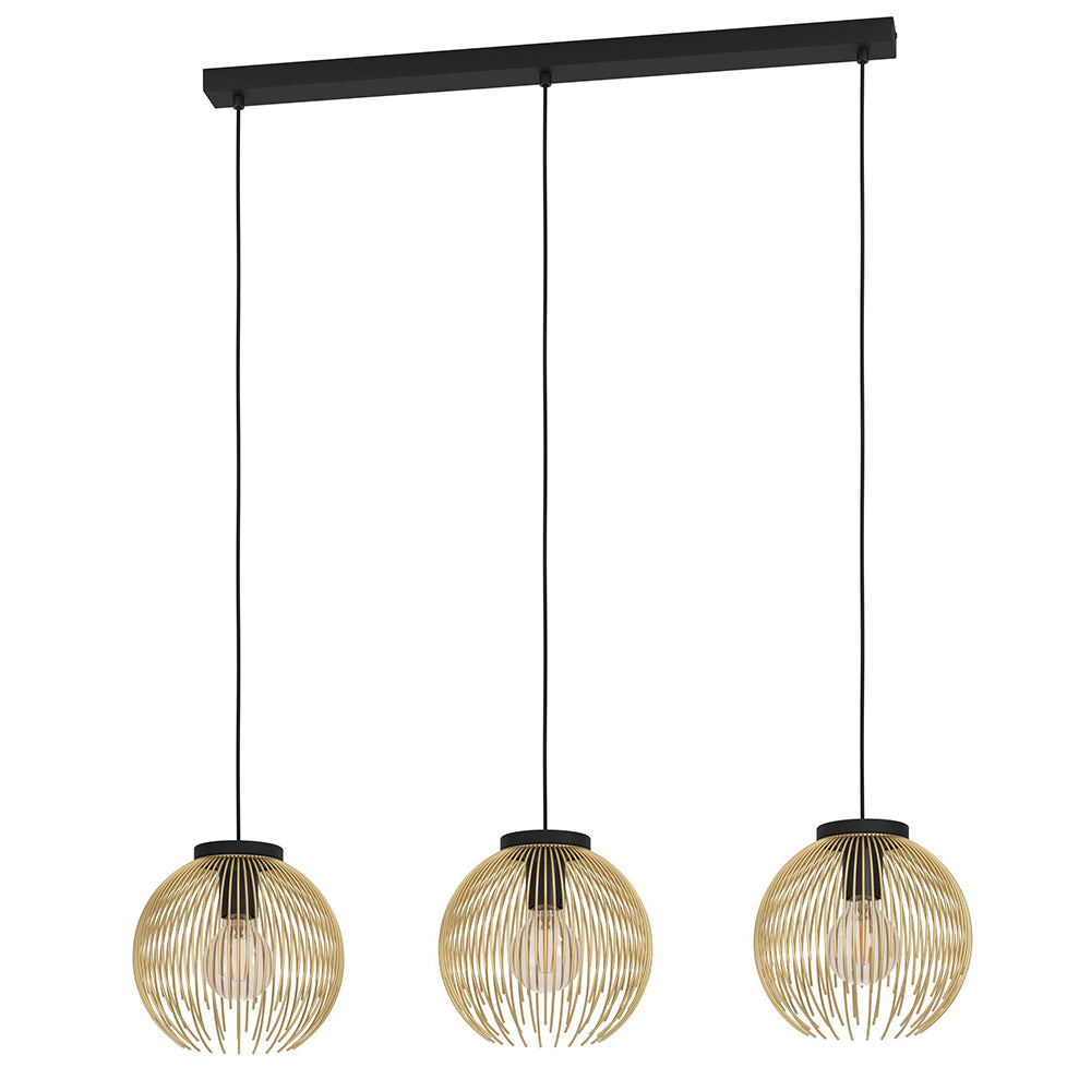 Venezuela 3 Light Pendant Black / Gold - 900167N