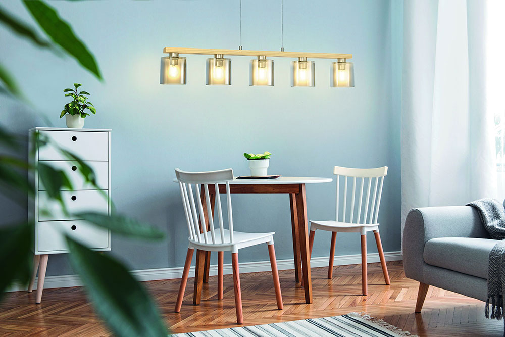 Castralvo 5 Light Pendant Satin Nickel / Brown / Amber - 98592