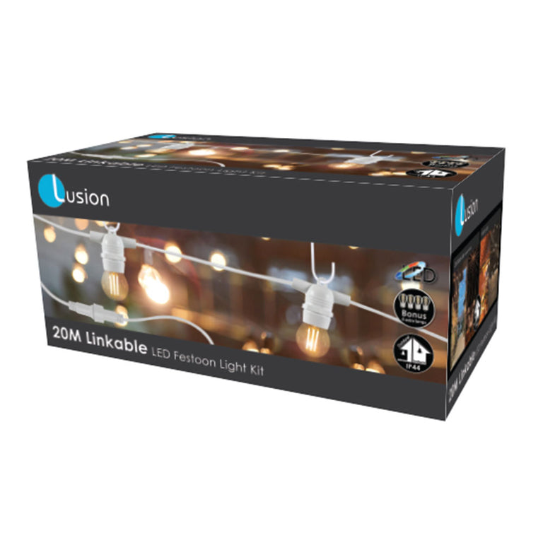 Festoon 20 Meter LED Party Light Kit IP44 White / Warm White - LPL20MESW