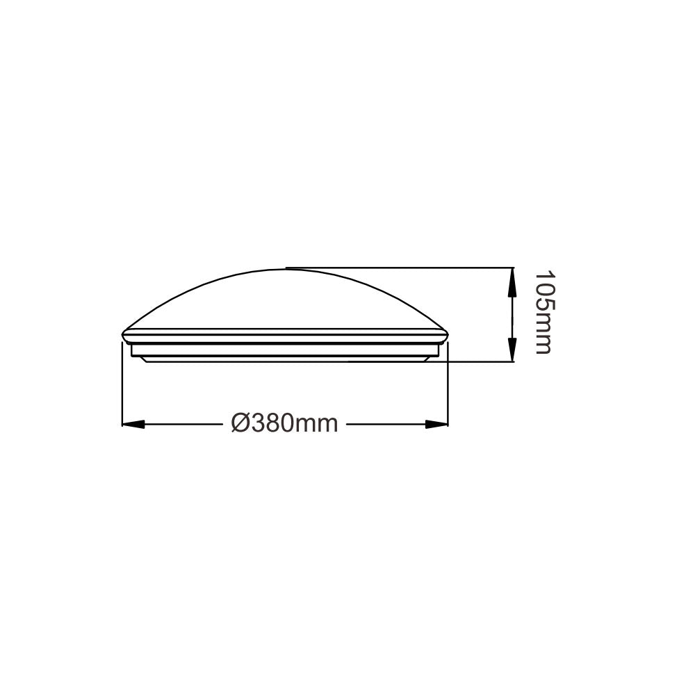 Mahsati 12 30W LED Dimmable Oyster Light with Microwave Sensor White / Tri-Colour - AC1012/LED/30W