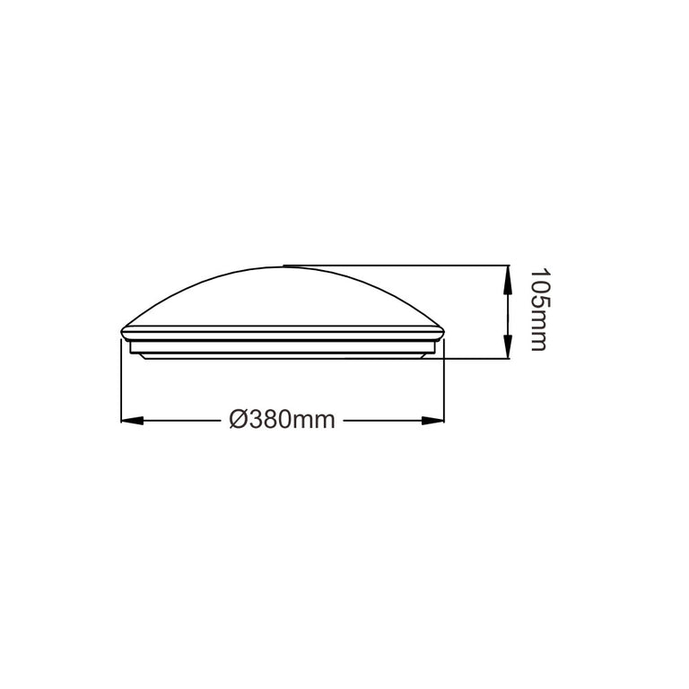 Mahsati 12 30W LED Dimmable Oyster Light with Microwave Sensor White / Tri-Colour - AC1012/LED/30W
