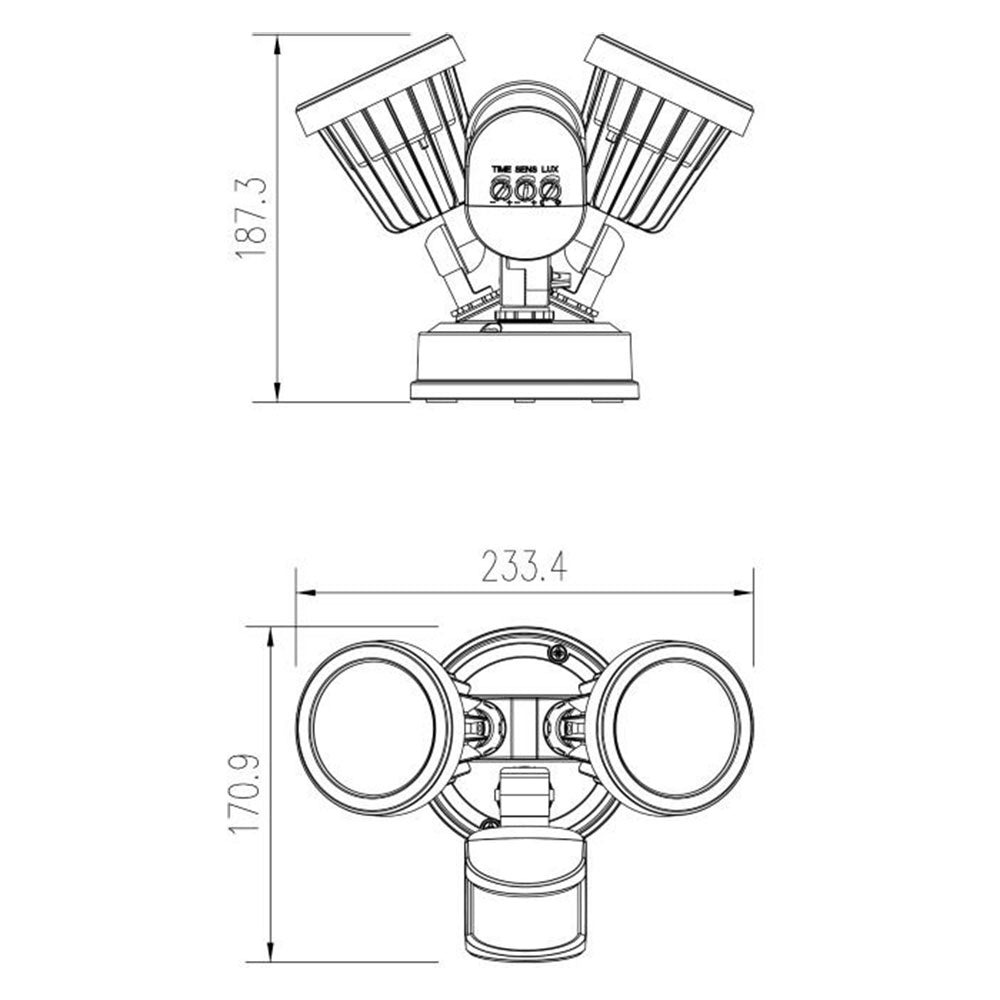 Pollux 7 30W Double Adjustable LED Spotlight with Sensor White / Tri-Colour - AC4262WH