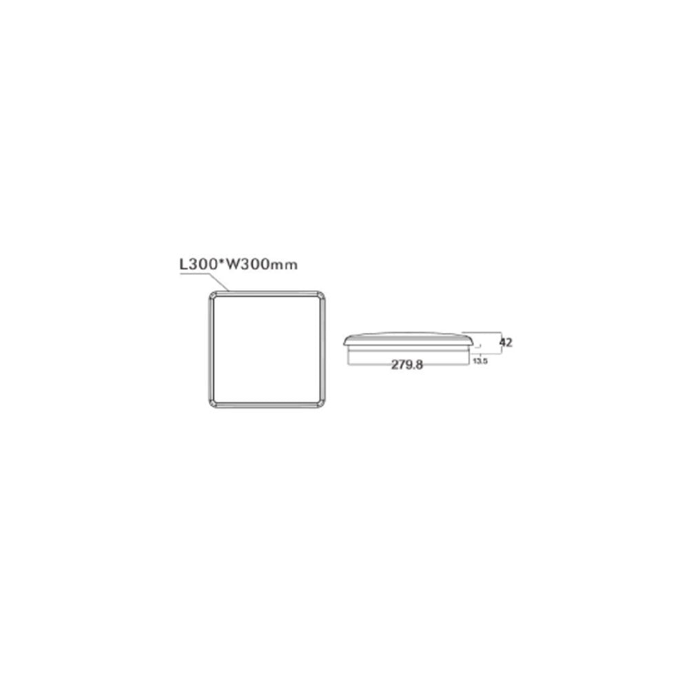 Mahsati 2 20W LED Dimmable Square Oyster Light White / Tri-Colour - AC9002/PRE/20W/TC