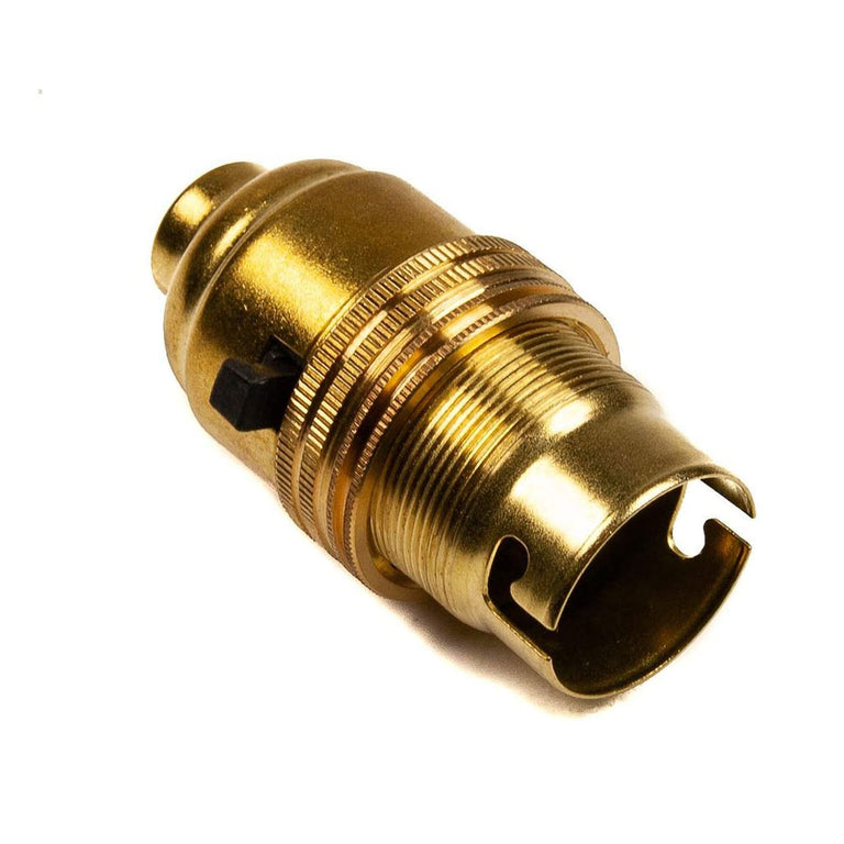 Lampholder BC Brass Switched With 10mm Base - ACLH1413E