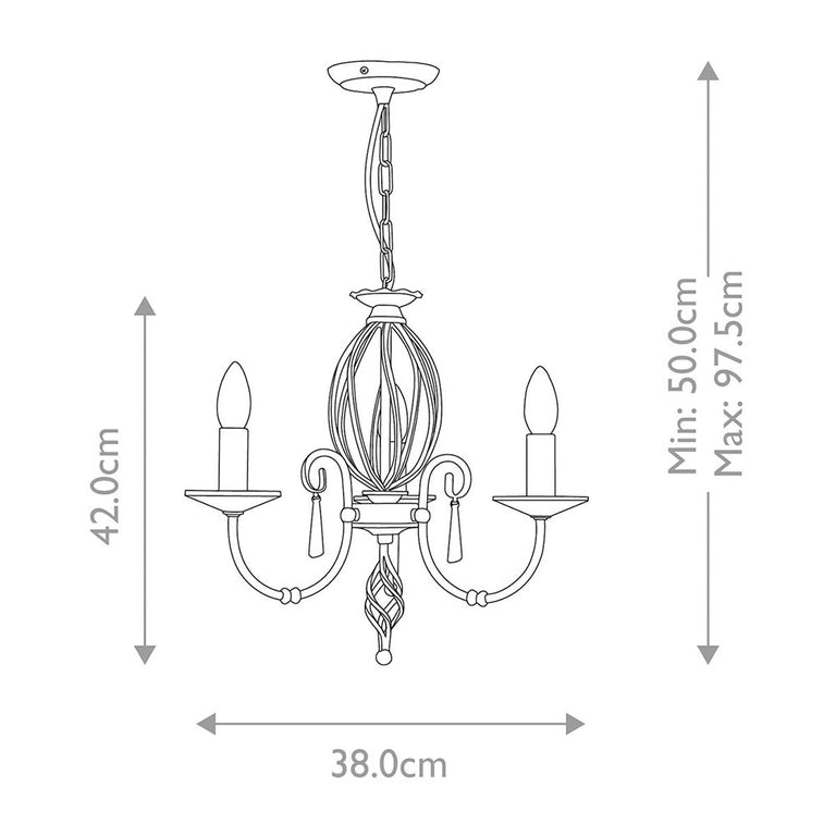 Aegean 3 Light Chandelier Polished Nickel - AG3-POL-NICKEL